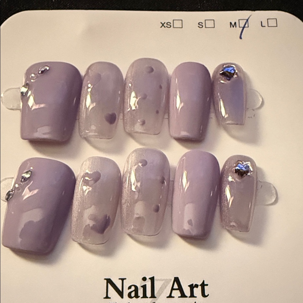 Lavender Nail Art Set. Medium Short Reusable